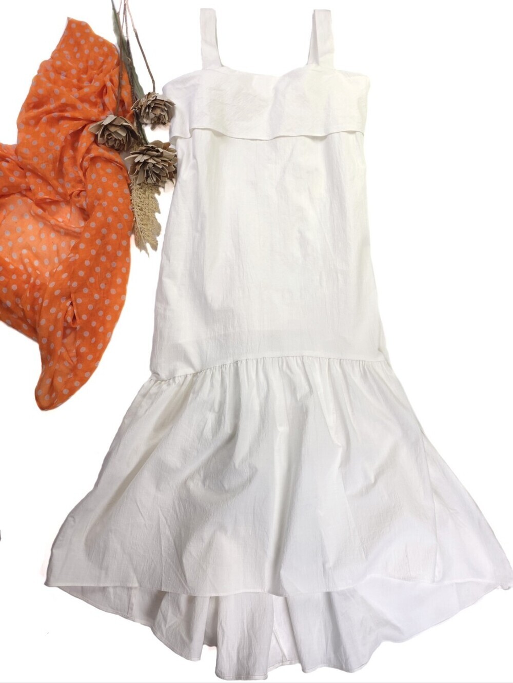 New Pinch White Tiered Sundress - Lightweight Summer Dress Sz L